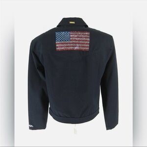 St. John Sport Navy Cotton
Rhinestone USA Flag
Embroidered
Jacket $1495 Size SP